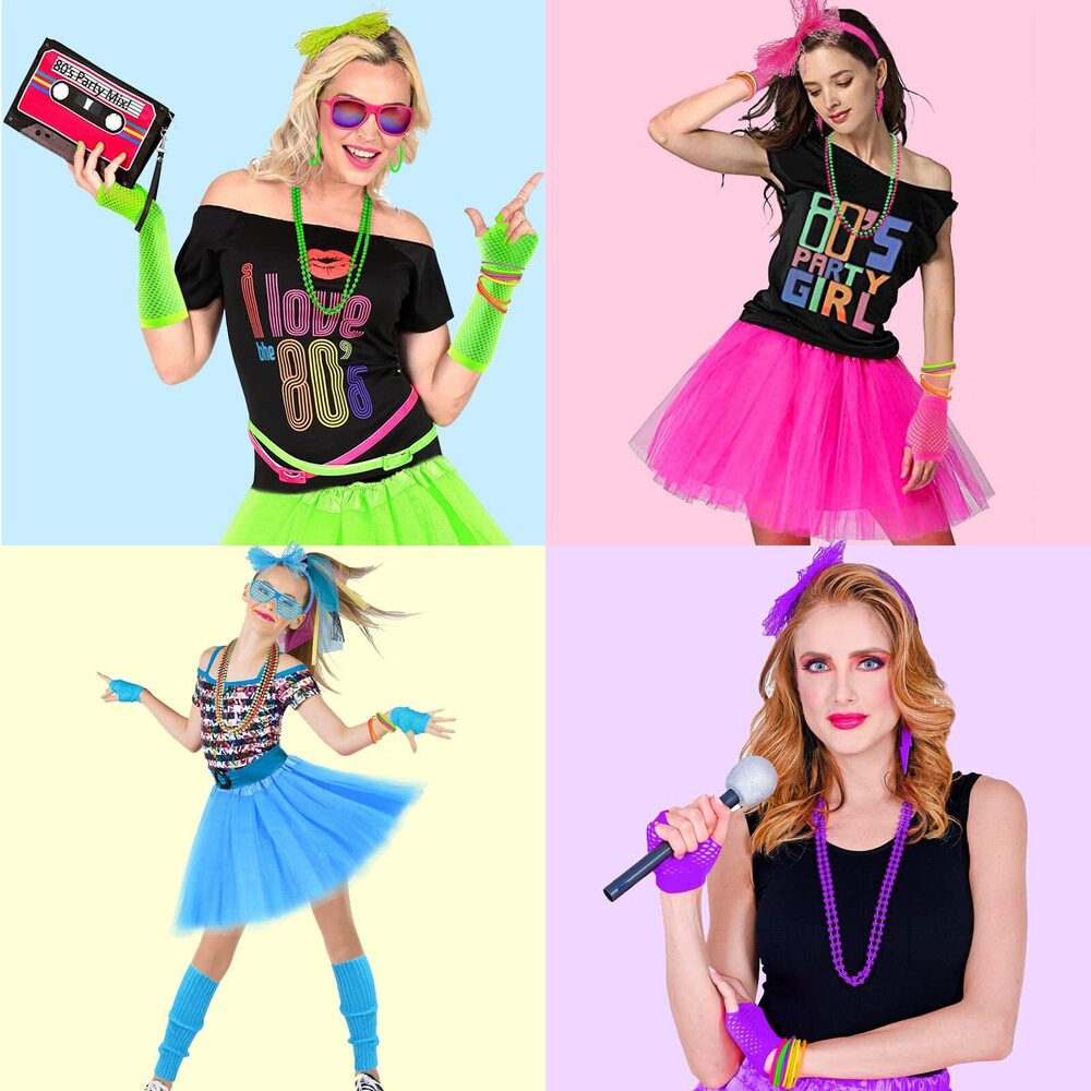 1239 80s Accessoriess Costumes For Neon Headband Earrings View 3